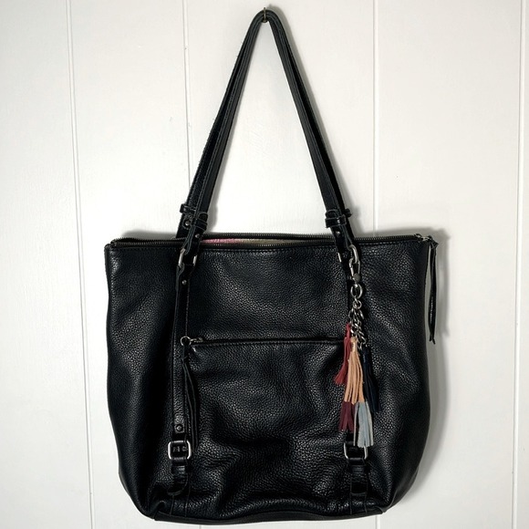 The Sak Handbags - The Sak Black Pebbled Leather Boho Hobo Bag tassel should‎ purse